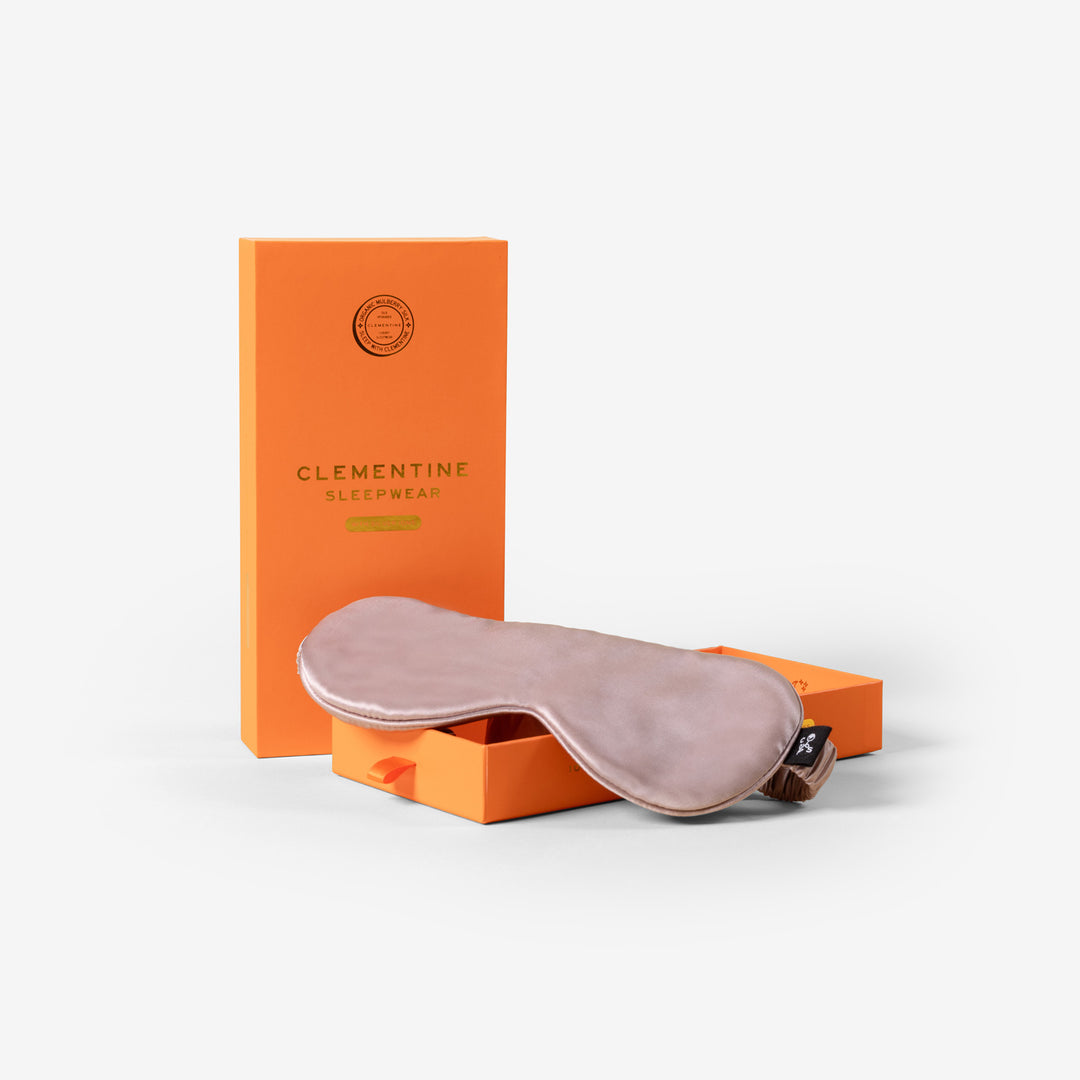 Rose-mist sleep mask on orange Clementine Sleepwear box - #color_rose-mist