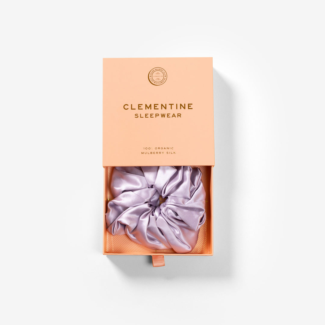 lilac scrunchie in box