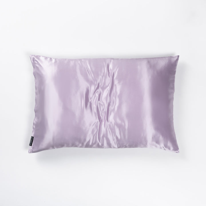 Lilac silk pillowcase, top-down view on white background - high quality pillow#color_lilac-haze