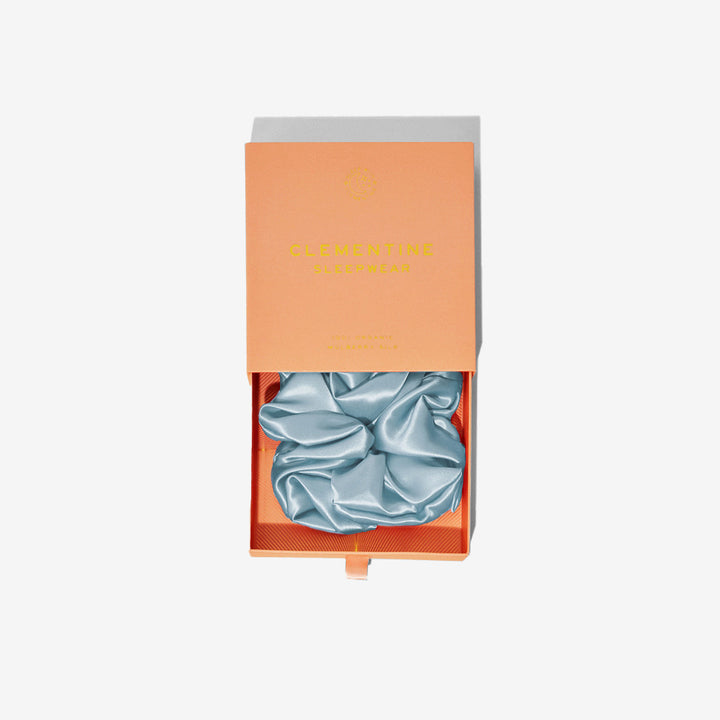 sky blue scrunchie in box