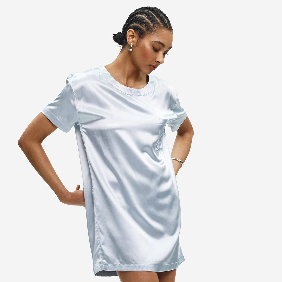 satin dress with t shirt Organic Silk T-Shirt Dress