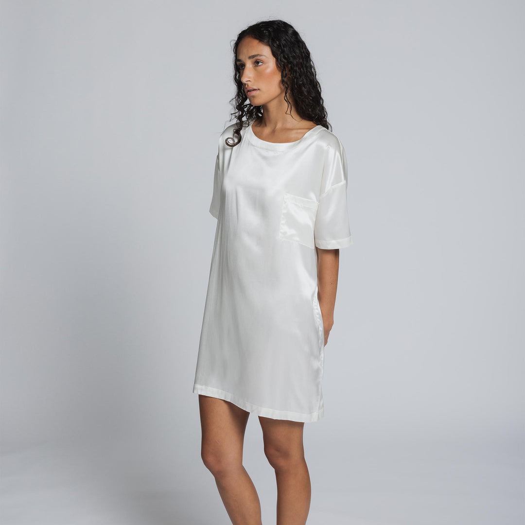white christmas dresses Organic Silk T-Shirt Dress Clementine Sleepwear white christmas dresses Organic Silk T-Shirt Dress Clementine Sleepwear