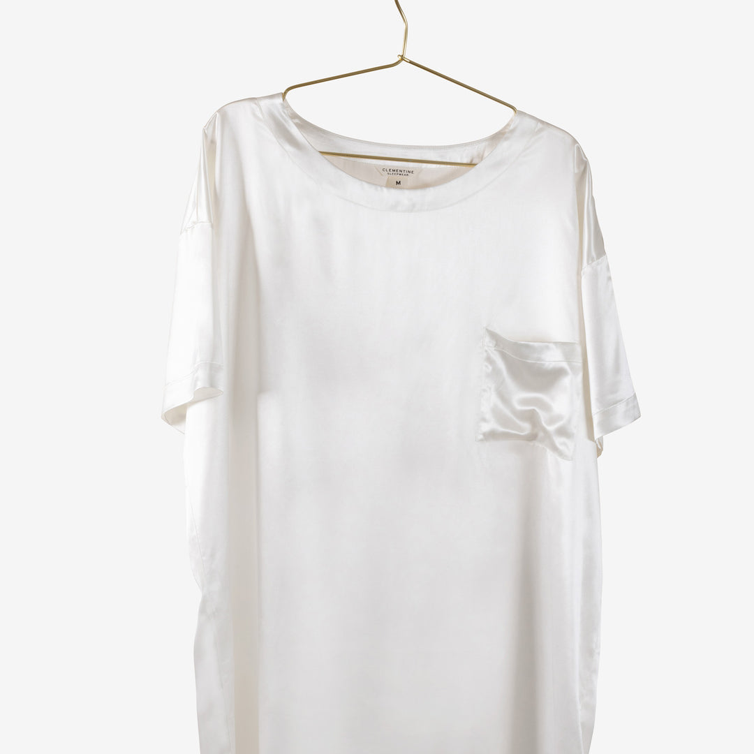 Organic Silk T-Shirt Dress Pearl White / S Organic Silk T-Shirt Dress Pearl White / S
