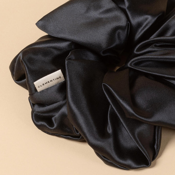 black silk scrunchie detail