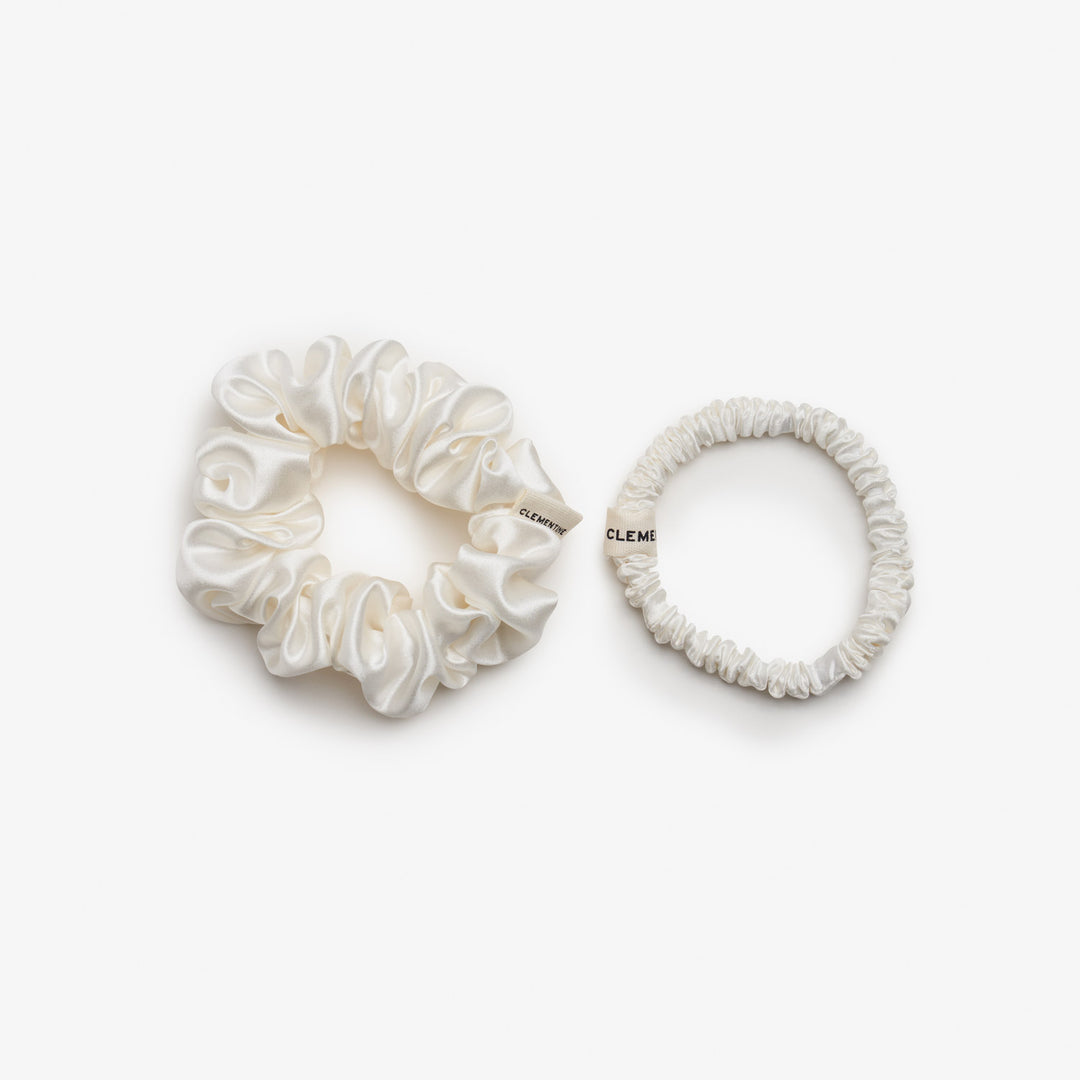 White skinny scrunchie various sizes