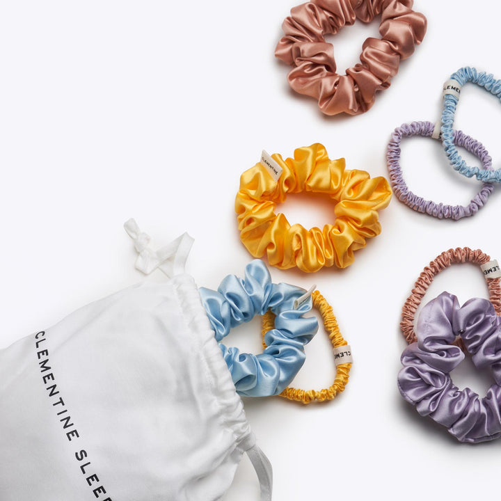 bag with bright scrunchies
