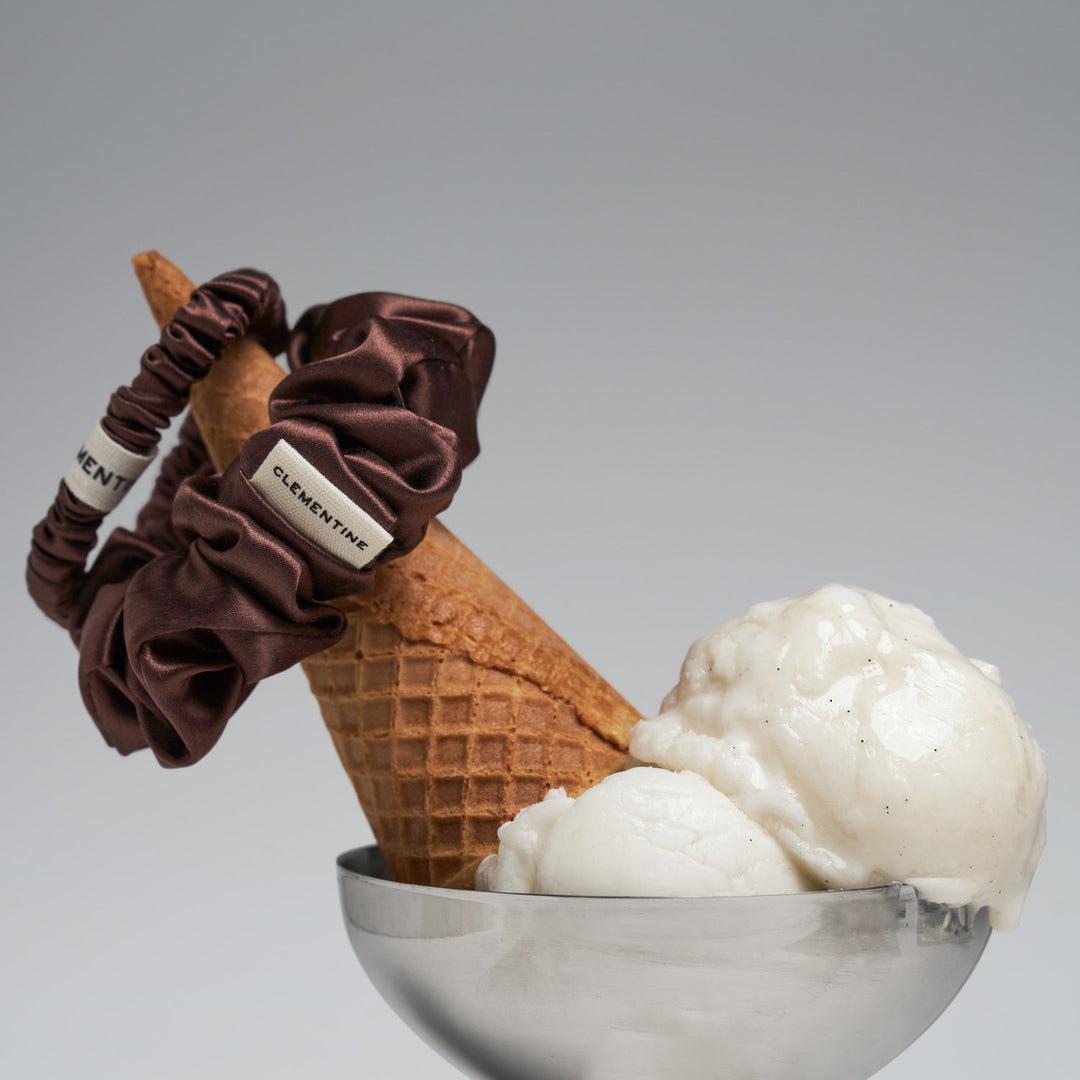chocolate silk scrunchie on ice cream cone