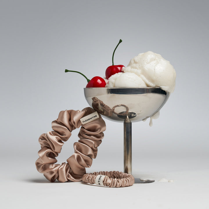 zoomed out ice cream with silk scrunchies