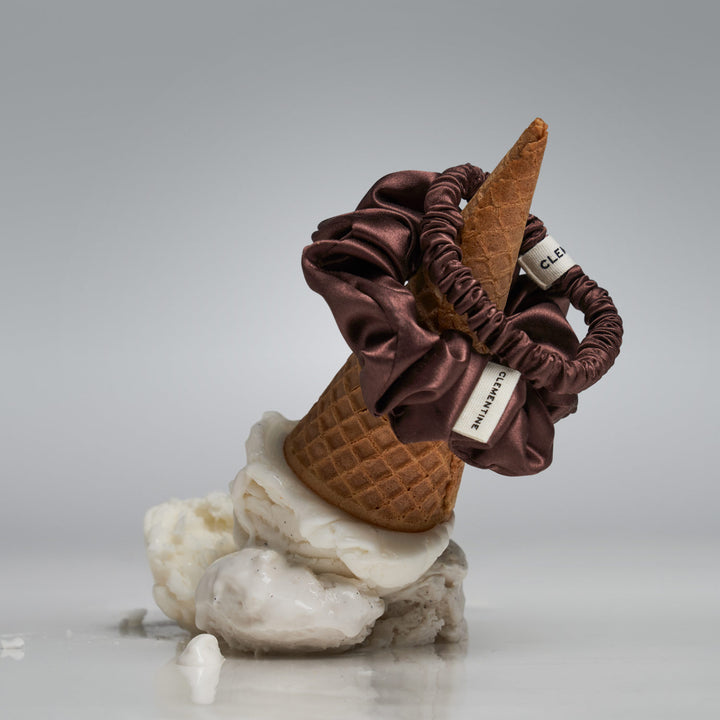 ice cream melting with silk scrunchies on top