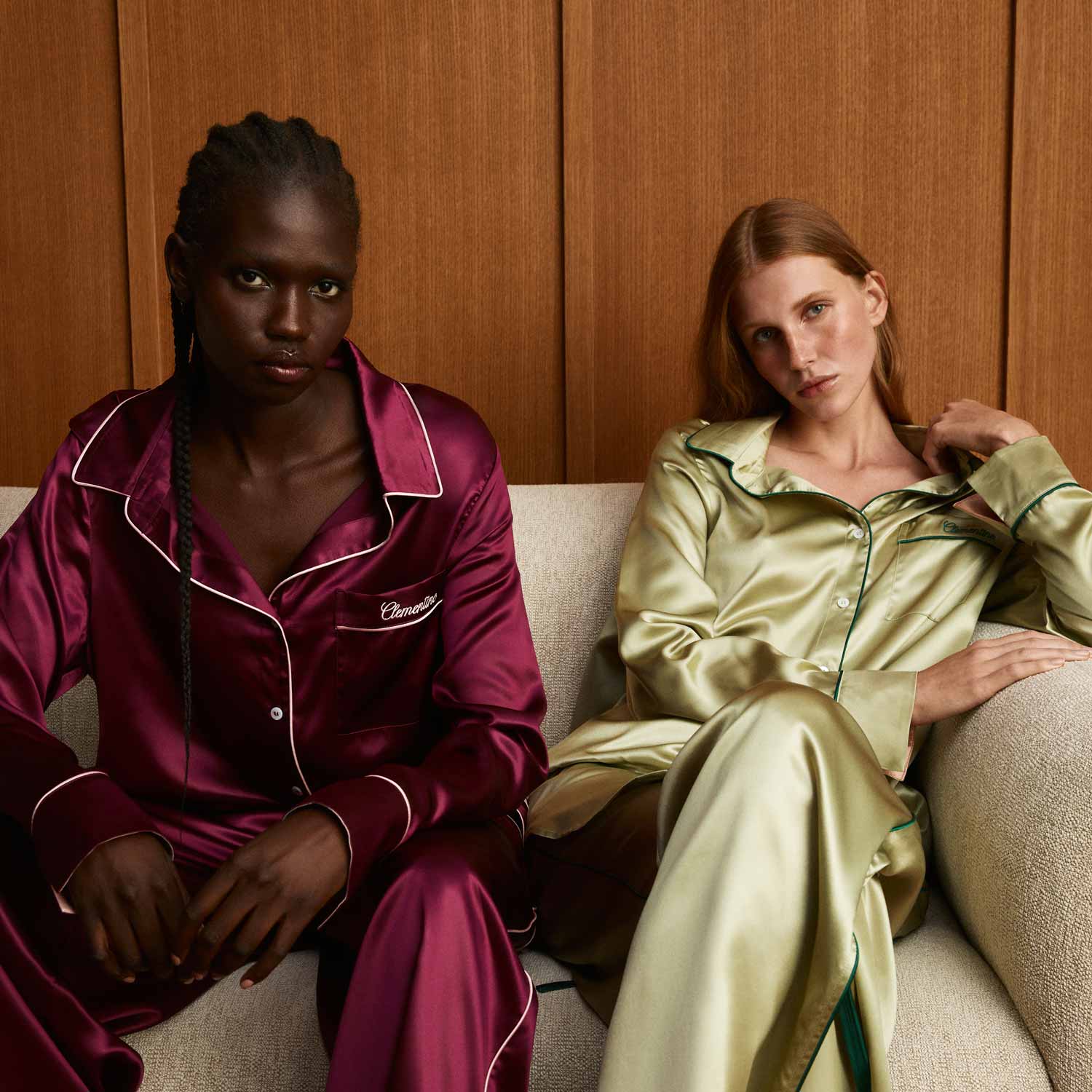 ルームウェア・パジャマ philme satin room wear ladies Organic Silk Long Pajama Set – Clementine Sleepwear