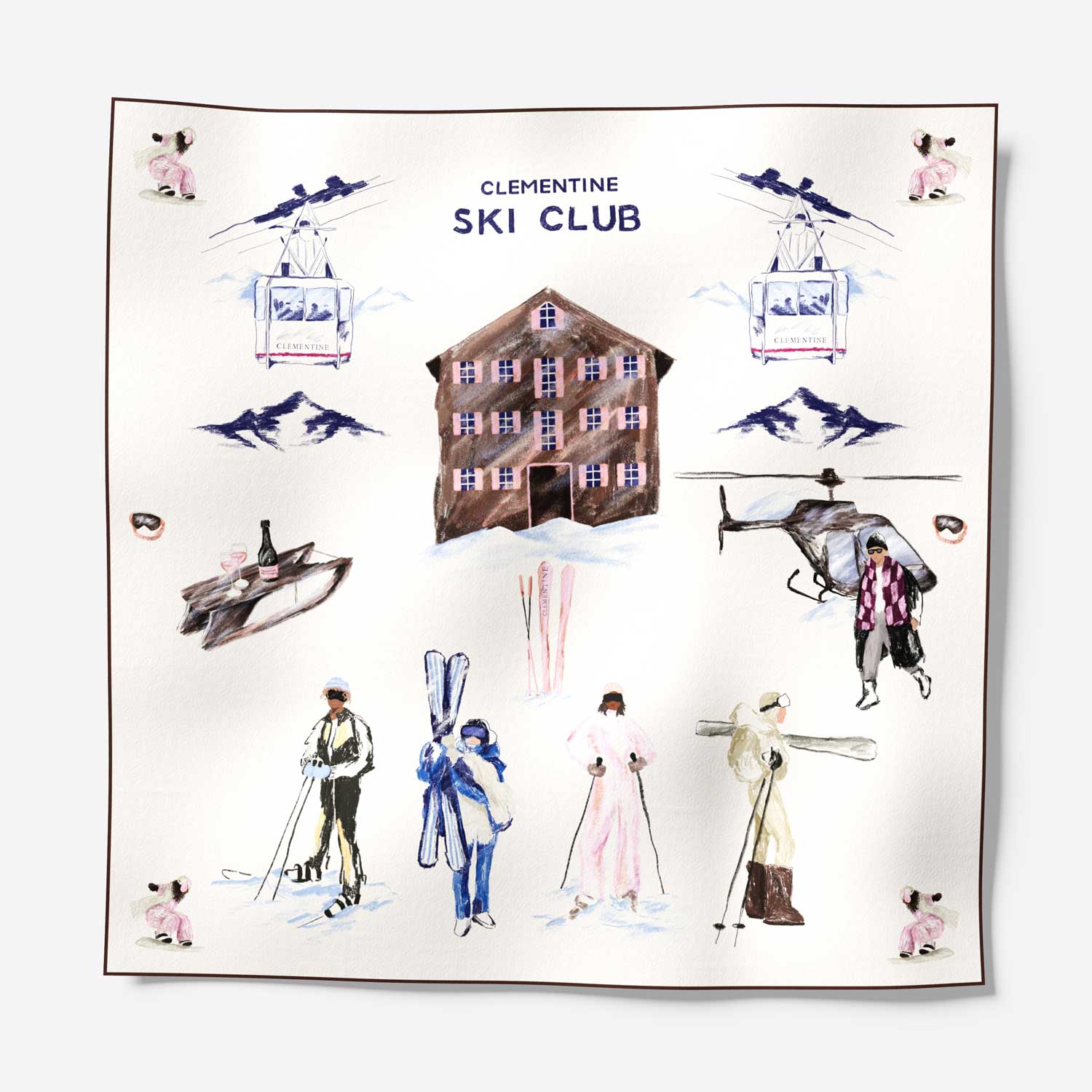 Ski Club Silk Scarf 90 – Clementine Sleepwear
