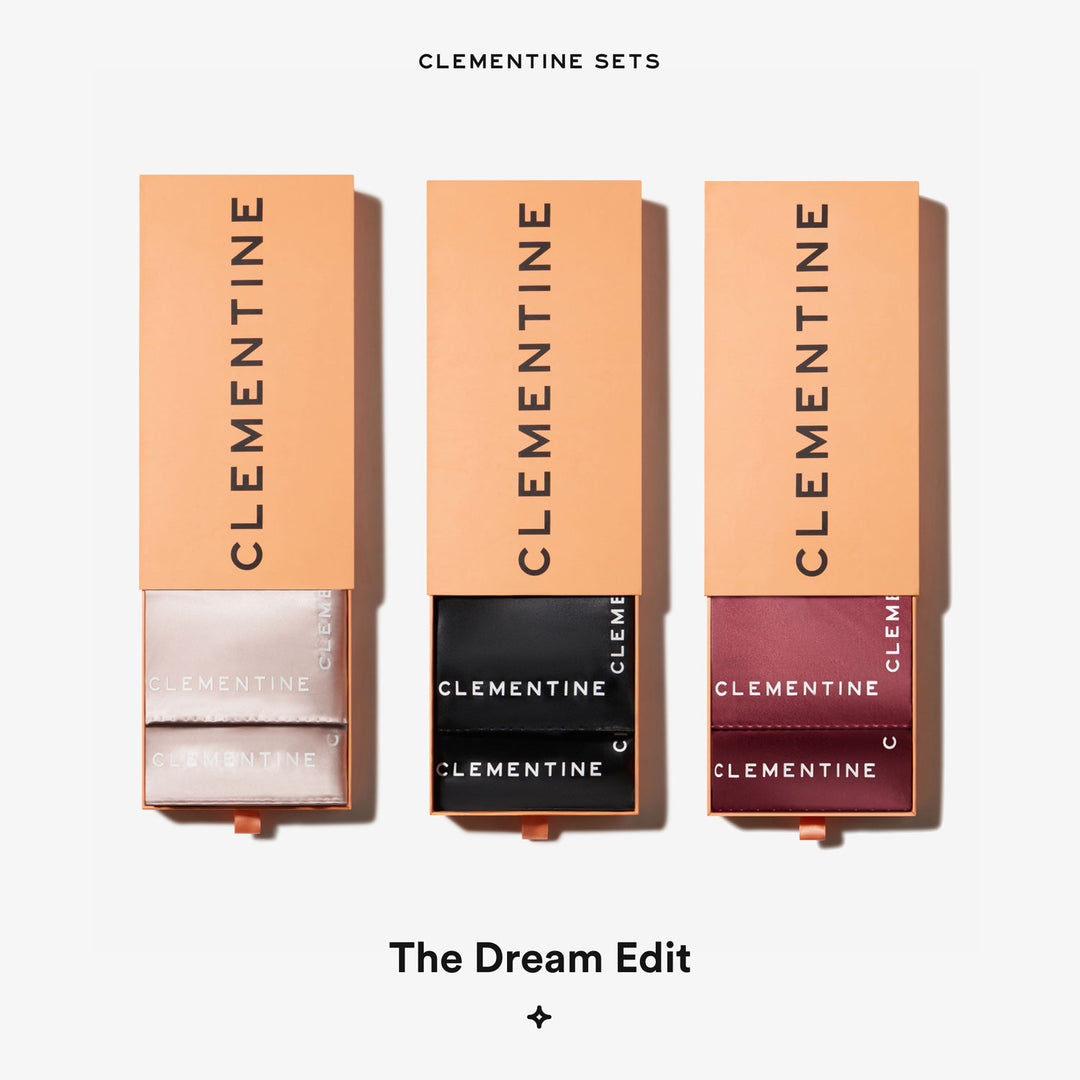 Three boxes with CLEMENTINE branding; visible text: CLEMENTINE SETS and The Dream Edit