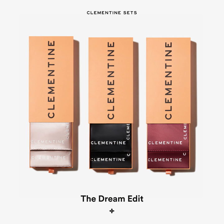 Three boxes with CLEMENTINE branding; visible text: CLEMENTINE SETS and The Dream Edit