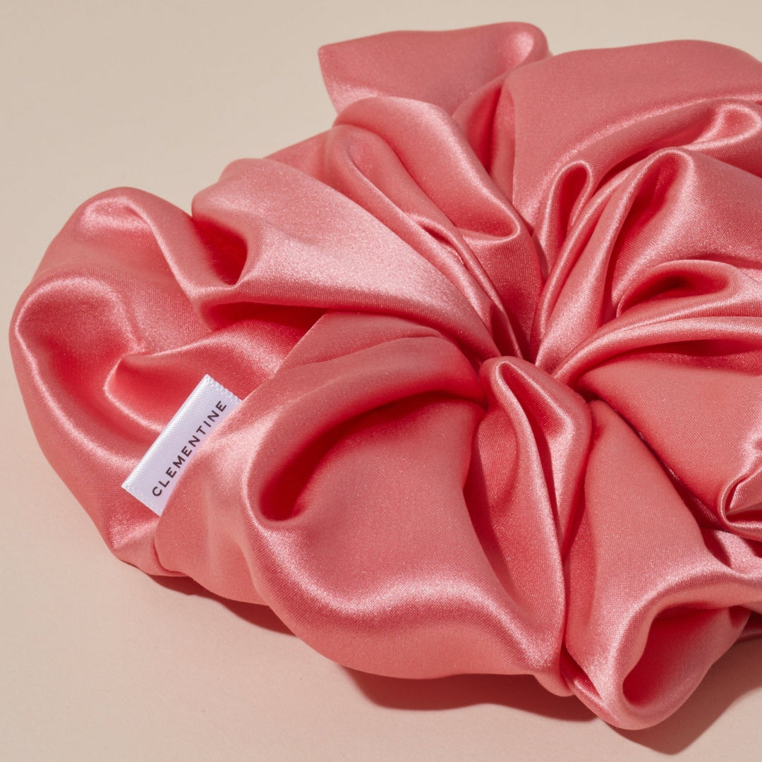 silk scrunchie pink blush details