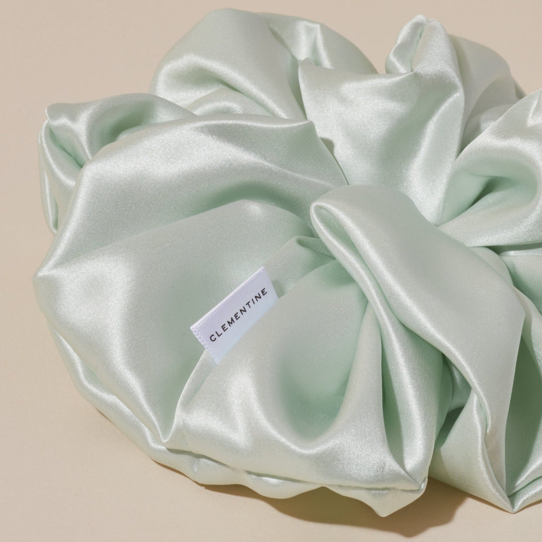 mint silk scrunchie detail