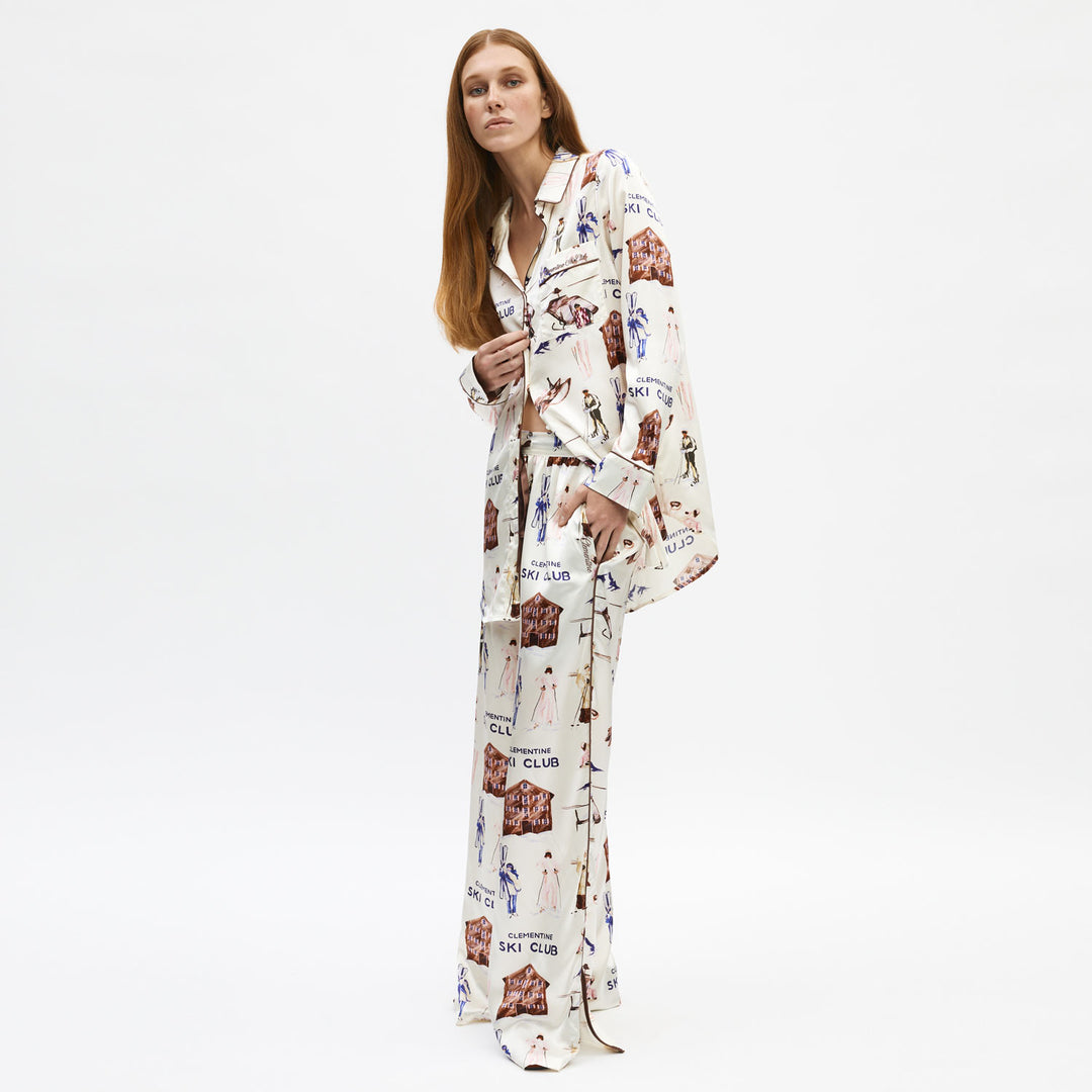 Ski Club Silk Long Pajama Set