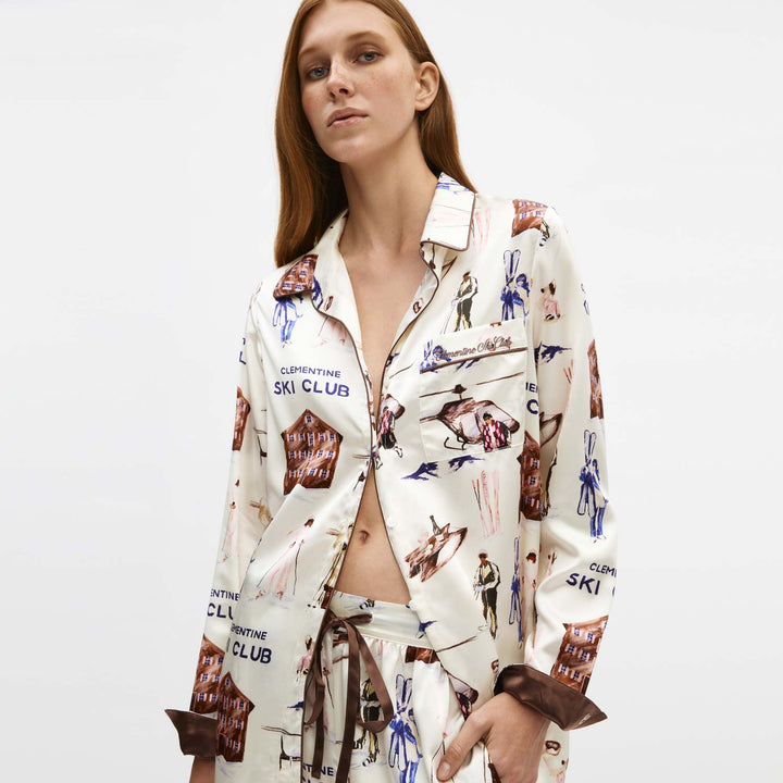 Ski Club Silk Long Pajama Set