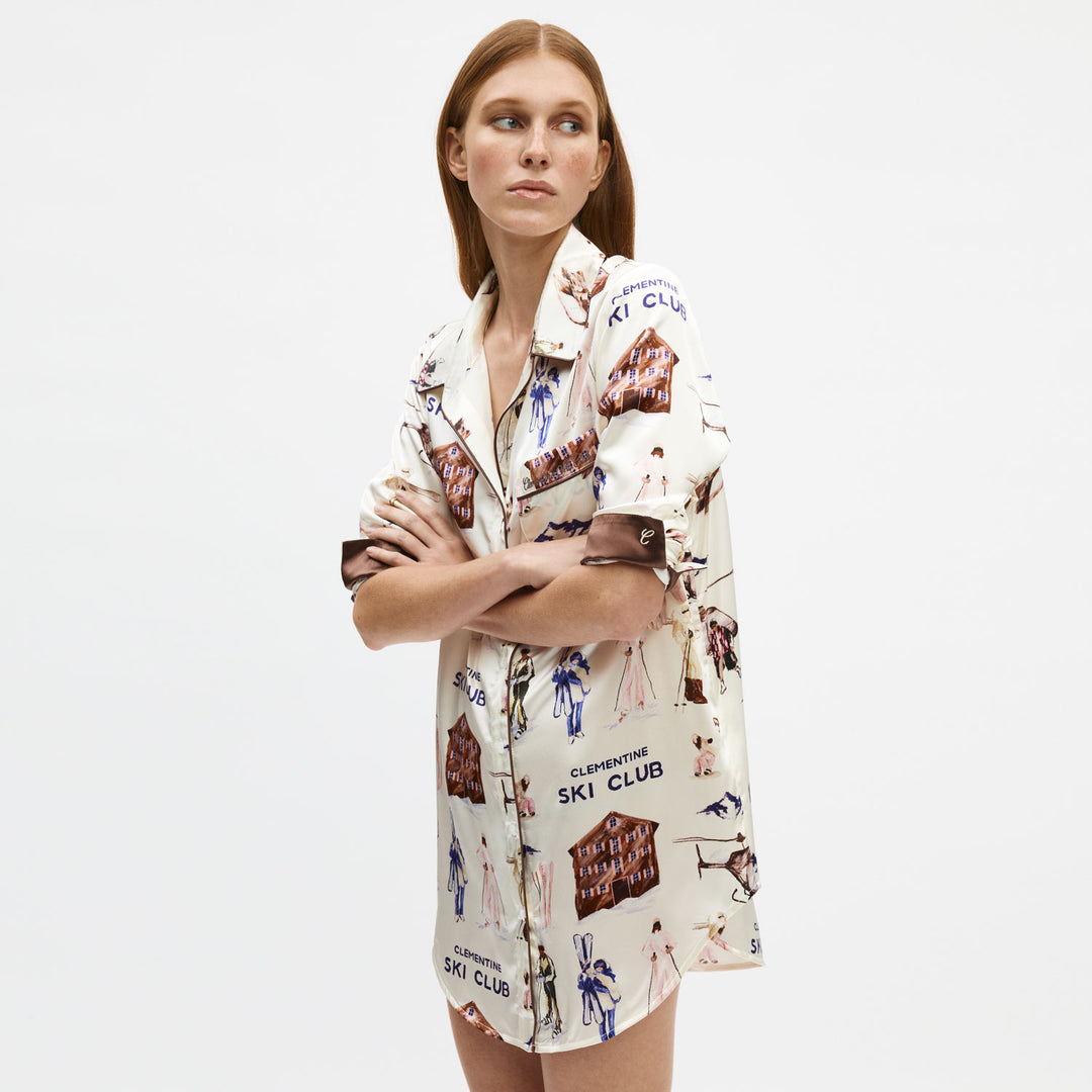 Ski Club Silk Long Pajama Set