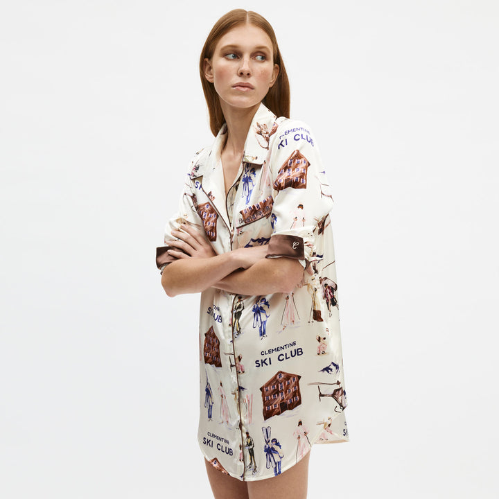 Ski Club Silk Long Pajama Set