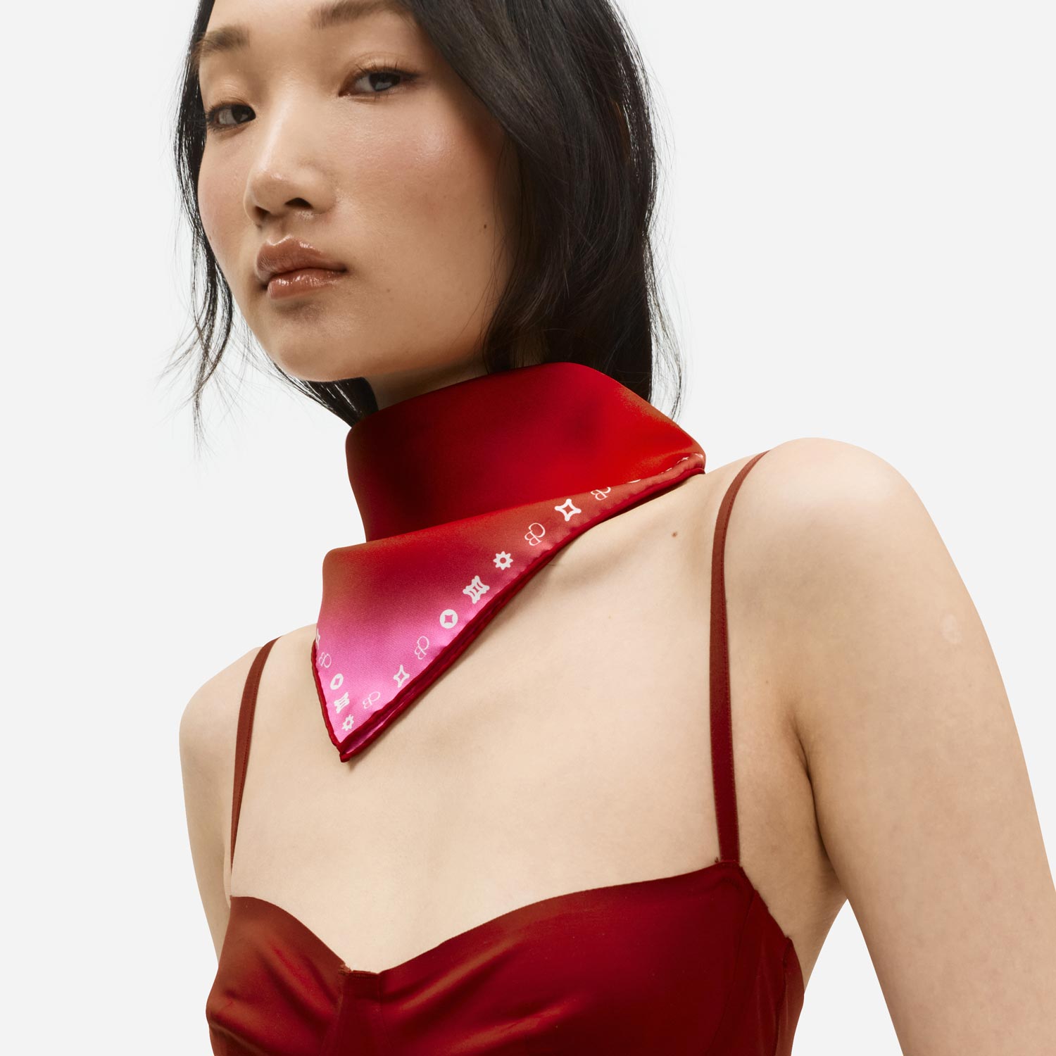 【たくみ】SATIN SCARF Ombre Organic Silk Scarf – Clementine Sleepwear