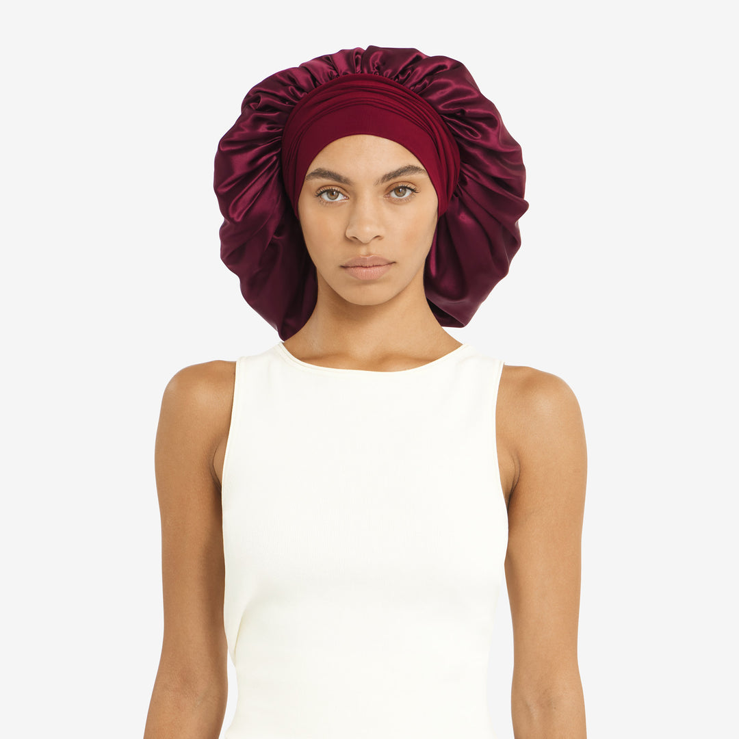facing front Xl bonnet on plum