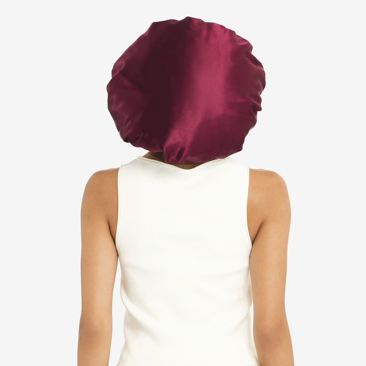 Back view of Xl bonnet Plum