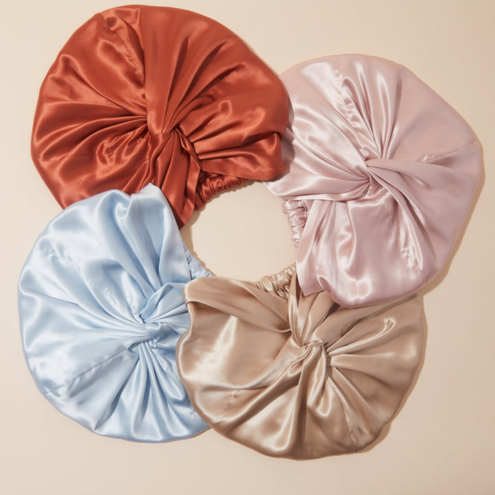 organic silk hair bonnets in multiple colors#color_champagne-gold