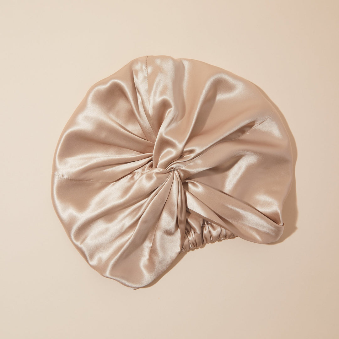 organic silk hair bonnet gold flat#color_champagne-gold