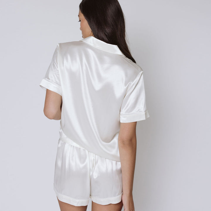Organic mulberry silk in pearl white pajamas#color_pearl-white