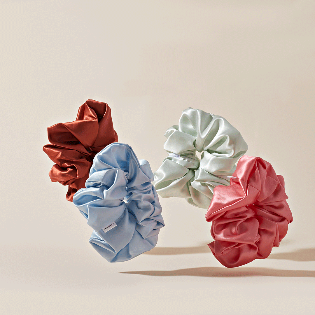 oversized colorful silk scrunchies#color_mint