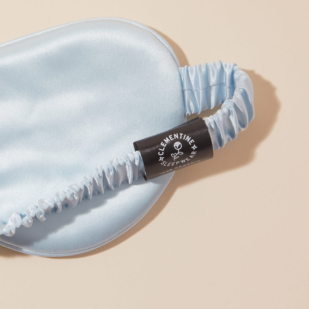 organic silk blue sleep mask details#color_sky-blue